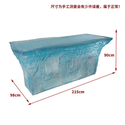 Premium Light Luxury Transparent Resin Hotel Front Desk Restaurant Villa Kitchen Partition Luminous Crystal Glacier Island Table