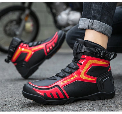 Men Mountain Riding Shoe Outdoor Buckle Casual Shoes Couple's Style Women High Top Motorcycle Shoes Fashionable Motorcycle Shoes - Kimlud