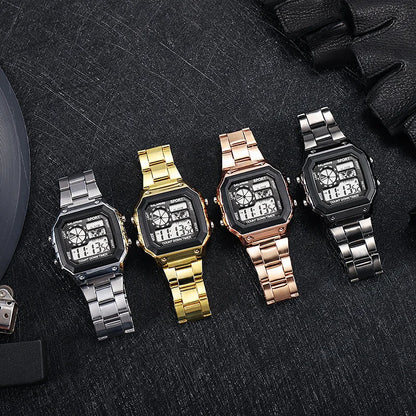 MAYZHISU Classic Men's Digital Watches Luxury Stainless Steel Strap Sport Watches Men Military Clock LED Sport Wristwatch - Kimlud