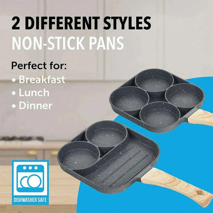 LMETJMA Pancake Egg Frying Pan 4 Cups Omelet Poached Egg Pan for Breakfast Divided Coating with Non Sticking Handle JT888
