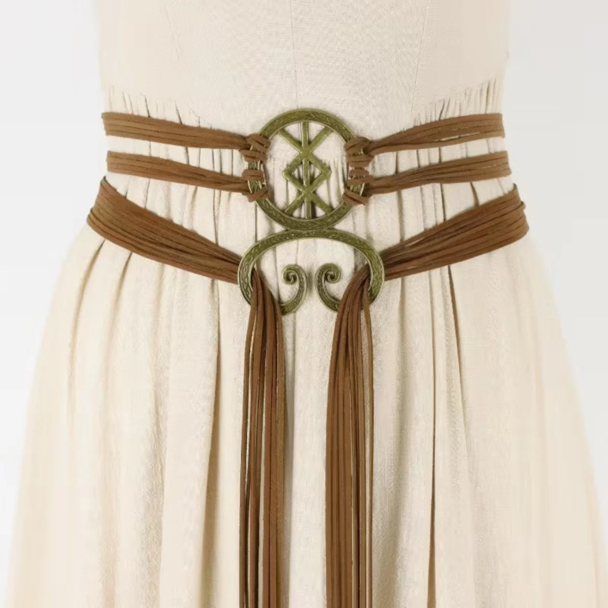 Nordic Witch Style Knotted Rope Waist Belt, Medieval Long Knot Ring Belt for Women, Viking Revival Era Costume Accessory