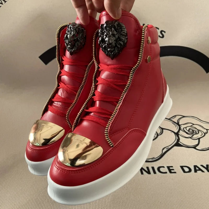 Zip decoration casual sneaker designer shoes for man luxury brand trainers running shoes high top sports casual ankle boots men - Kimlud