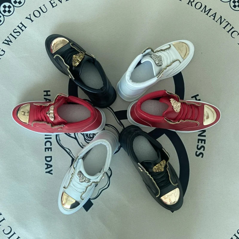 original shoes brand high top casual shoes for man zip decoration casual sneakers mens ankle boots sports hip-hop running shoes - Kimlud
