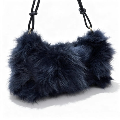 Winter Fox Fur Bag Women's  Bag Fashion  Handbag Ladies Bags Purses Women Shoulder Bag Real Silver Fox Fur Messenger Bags