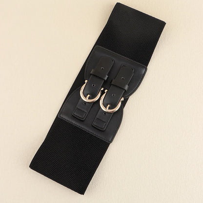 High sense retro pin buckle waist seal elastic elastic wide belt ladies fashion accessories