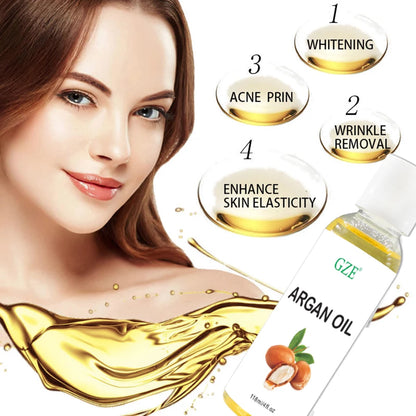 GZE Organic Moroccan Argan Oil Pure Cold Pressed Virgin Premium Grade Moisturizer for Dry, Damaged Skin, Hair, Face,...