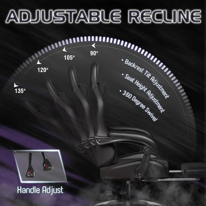 Homall Gaming Chair Video Game Chair Footrest and Massage Lumbar Support Ergonomic Computer Chair Height Adjustable Swivel Seat