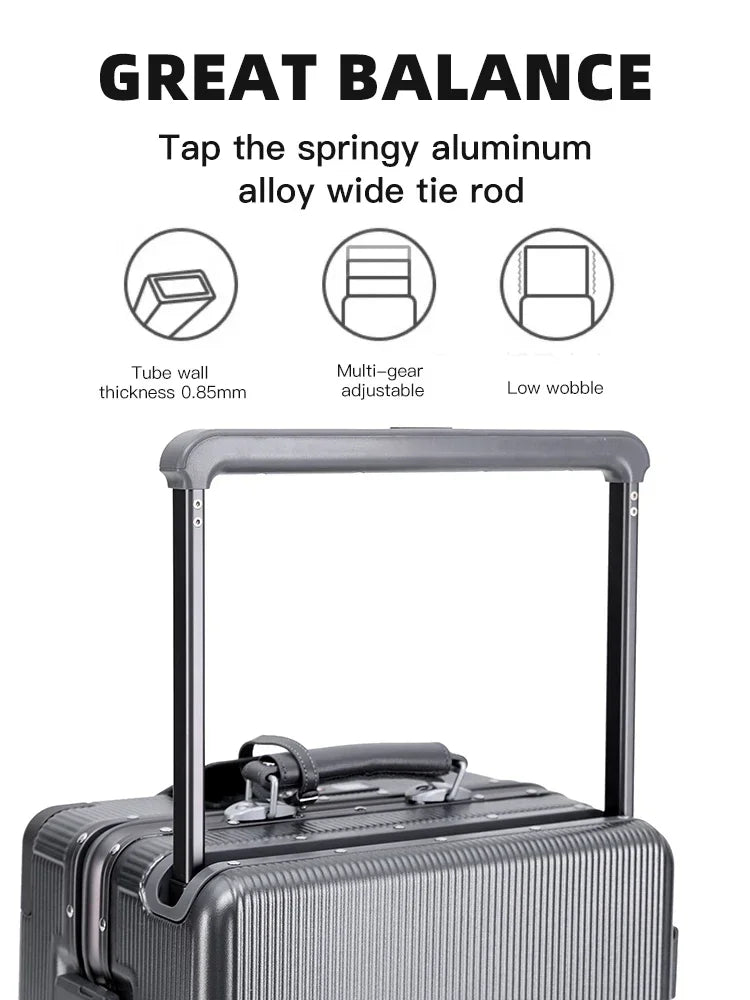 Premium PC Wide Trolley Luggage Front Opening Multi-Functional Women's 20-Inch Boarding Box and Men's 24-Inch Suitcase...