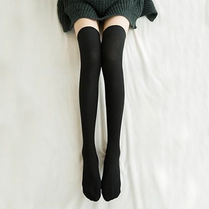 Women's Winter High Stockings Warm over Knee Soft Wool Stockings Cotton Striped Long Socks Thigh Stocking Lolita Thick Warm Sock - Kimlud