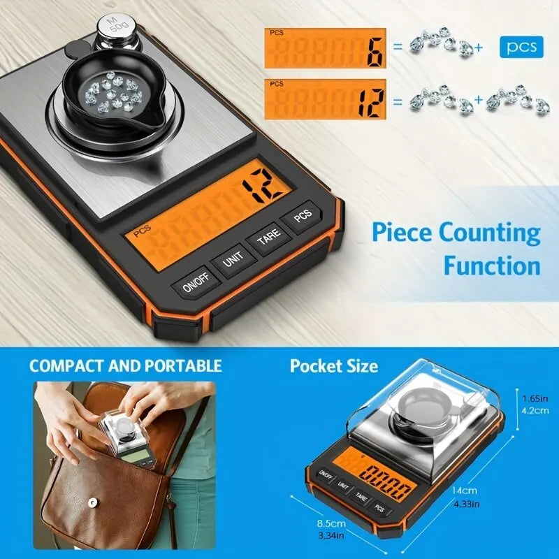 1pc 0.001g Professional Jewelry Scale 50g Electronic Display Precision Mini Pocket Digital Milligram Scales
