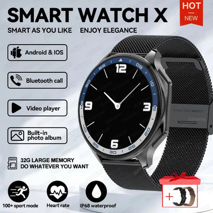 DT Watch X Smart Watch Men 466*466 AMOLED HD Screen 32gB Memory 3D Surround Vision Watch BT Call IP68 Waterproof Smartwatch Man