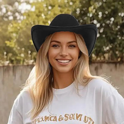 Vintage Western Cowboy Hat Comfortable Roll Up Brim Belt Buckle Cowgirl Fedora Cowgirl Church Sombrero Hombre Caps