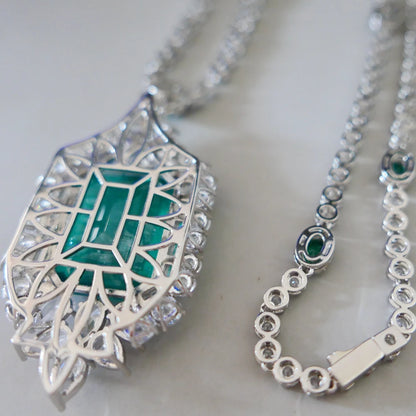 KQDANCE Large 20*26mm Green Stone Lab Emerald Pendant For All-matching CZ Diamonds Tennis Chain Necklaces Wedding...