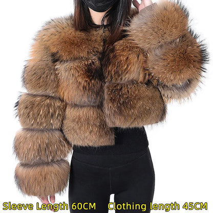 2024 maomaokong Super Hot Winter Women Luxury Thick Real Raccoon Fur Coat Natural Fox Fur Jacket Plus Size Jackets Female Vest