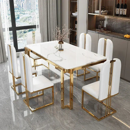 Flexible Luxury Table Chairs Modern Leg Metal Design Rectangular Dining Table Space Saving Funky Table A Manger Unique Furniture