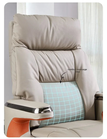 Electric Massage Boss Chair Heated Ventilated Gaming Chair Genuine Leather Executive Computer Seat Luxury Ergonomic Office Chair
