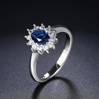 Princess Kate Rings For Women Blue Crystal Wedding Engagement Bridal Promise Marriage Ring For Bride Female Fashion...