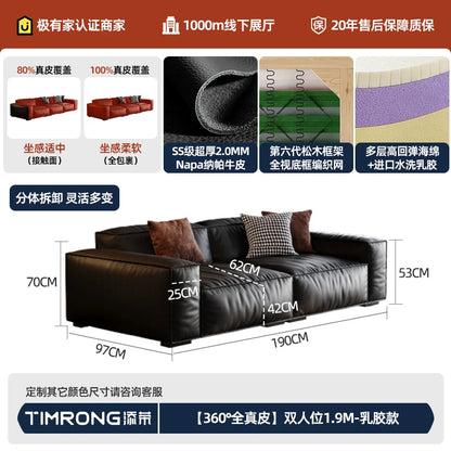 Family Italian Living Room Sofas Genuine Leather Sectional Apartment Relaxing Sofa Elegant Comfortable Muebles Home...