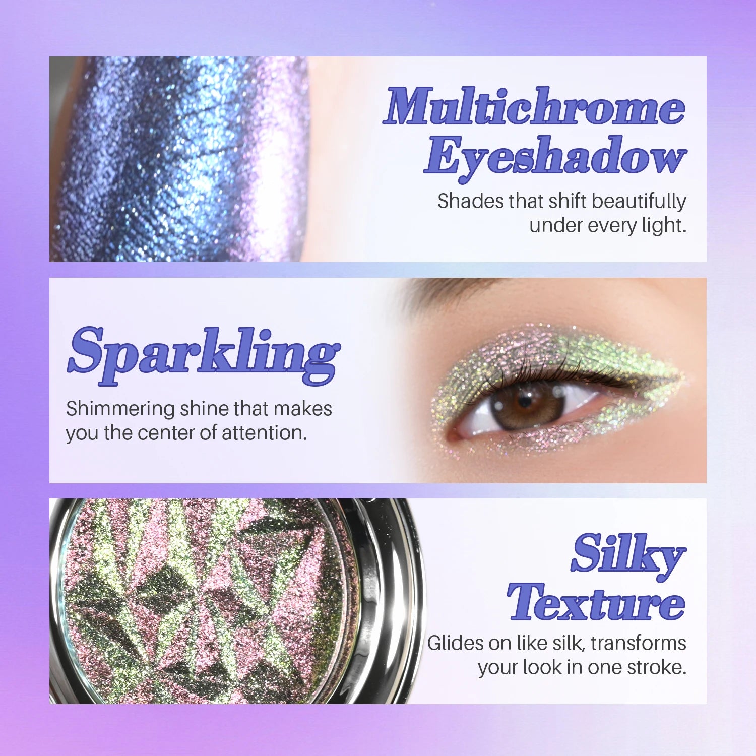 CHARMACY Chameleon Glitter Eyeshadow Color Shift High Pigment Single Eyeshadow Smooth Blendable Formula Eyeshadow for...