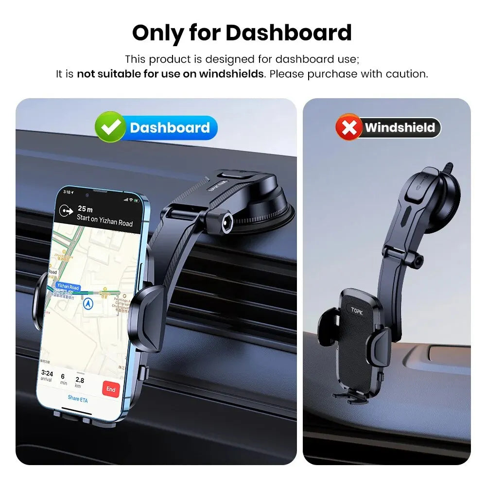TOPK Car Phone Holder Mount 2-IN-1 Handsfree Stand Phone Holder for Dashboard & Air Vent Compatible with iPhone Samsung...