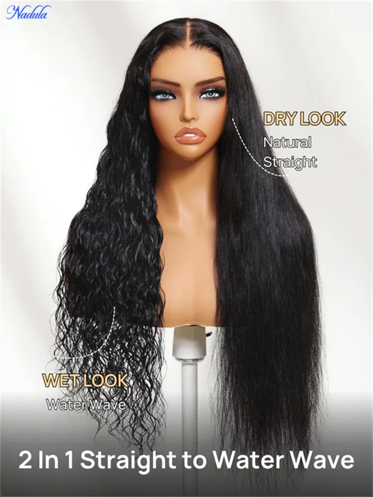 Nadula Wet and Wavy Human Hair Wig Bye-Bye Slip™ 13×4 & 7×5 Pre Cut HD Transparent Lace Front Glueless Wig Ready to Wear...
