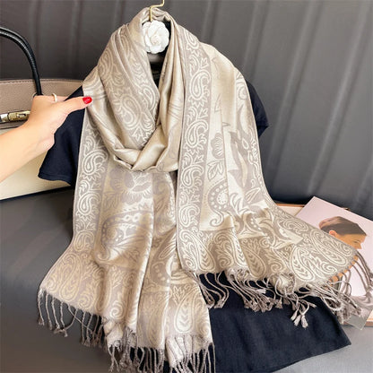 Luxury Brand Autumn Cashmere Pashmina Shawl Lady Wrap Warm Winter Scarves Design Print Female Foulard Cotton Stoles...