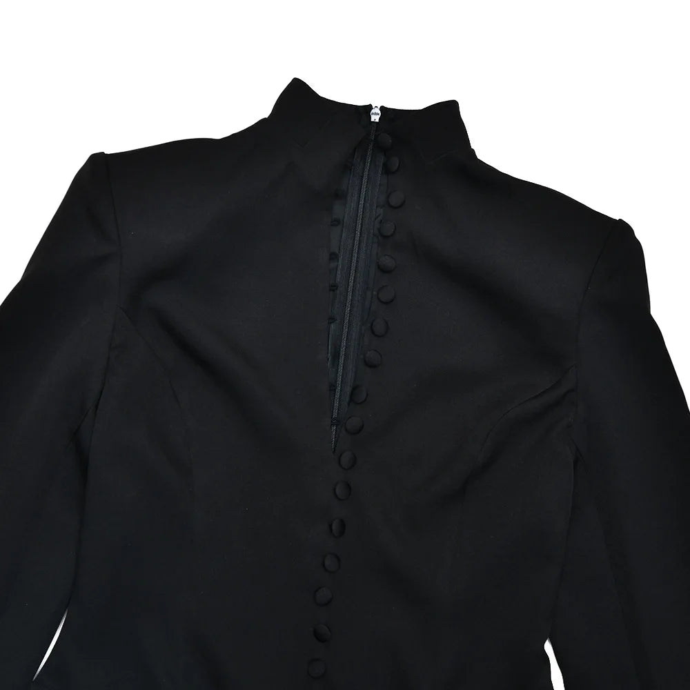 Leosoxs Office Dress Women Autumn Trend Single Breasted Stand Collar Simple Elegant Solid Street Commute Skinny Suit...