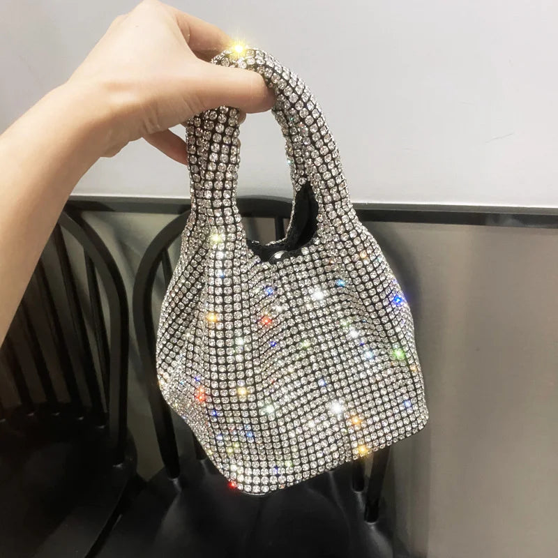 Handle Rhinestones Evening clutch Bag Purses and handbag luxury Designer hobo shoulder bag Shiny Crystal Clutch purse bucket bag
