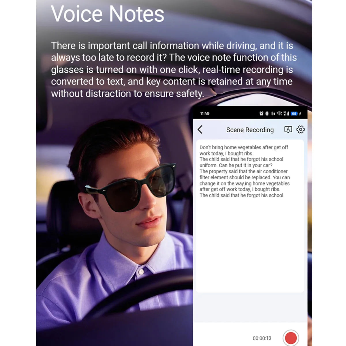 Smart Glasses AI Assistant Real Time Translation Receive Call Listen Songs Dialogue Translation Anti-Blue Llight Smart Eyeglasse