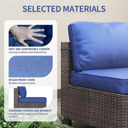 7-Piece PE Rattan Sectional Patio Set, Wicker Outdoor Sofa With Cushions & Glass Coffee Table, Conversation Furniture For Garden - Kimlud
