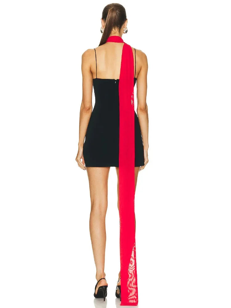 BEVENCCEL 2023 New in Sexy Black Women's Spaghetti Strap V-Neck Bodycon Mini Bandage Dress Elegant Party Celebrity Club...