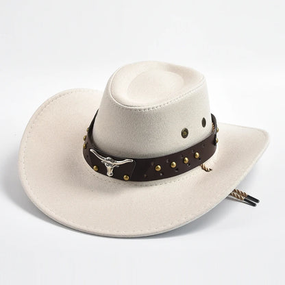 Artificial Suede Western Cowboy Hats Vintage Big-edge Gentleman Cowgirl Jazz Hat Holidays Party Cosplay Hat | Kimlud Mid...