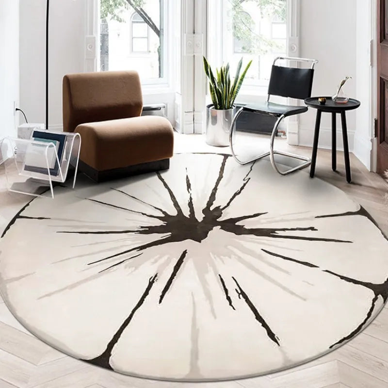 Home Thicken Non-slip Mat Modern Minimalist Carpets for Living Room Fluffy Soft Bedroom Decor Stripe Carpet Large Area Round Rug - Kimlud