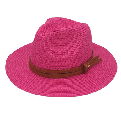 Summer Straw Sun Hat Panama Hats Grass Knitted Gift Hat Breathable Leisure Jazz Hat European American Style Straw Hat Beach Caps - Kimlud