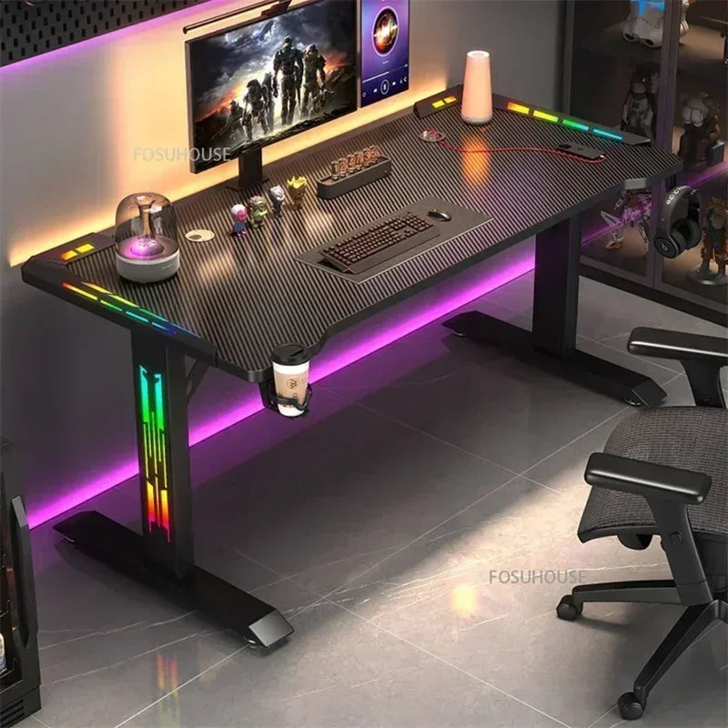Modern E-sports Table Home Study Room Office Computer Table Office Furniture Internet Cafe Gaming Desk With RGB Atmosphere Light - Kimlud