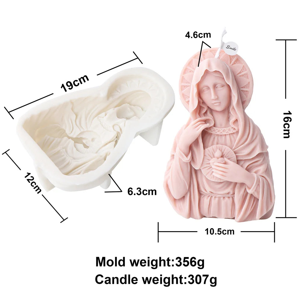 Religion Jesus Family Candle Wax Mould Silicone Mary Statue  Resin Mold DIY Virgin Mary Plaster Resin Tools Home Decoration