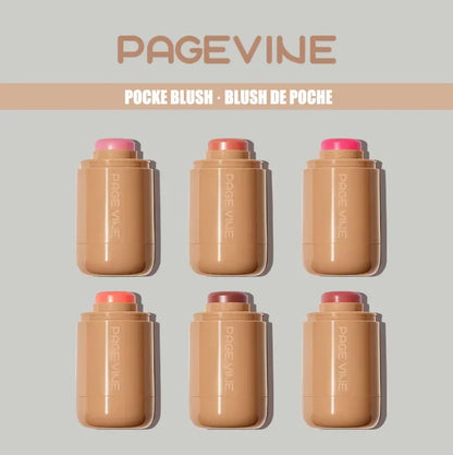 PAGE VINE Matte Blush Lips Cheeks 2-In-1 Highlighter Stick Longlasting Brightens Hydrating Natural Skin Creamy Blusher Makeup