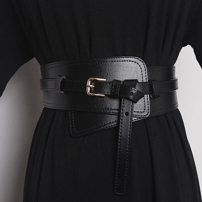 Irregular Wide Corset Strap 2022 Cow Leather Adjustable Women Waist Belt Khaki Coffee Black Real leather Dress Cinture Waistband