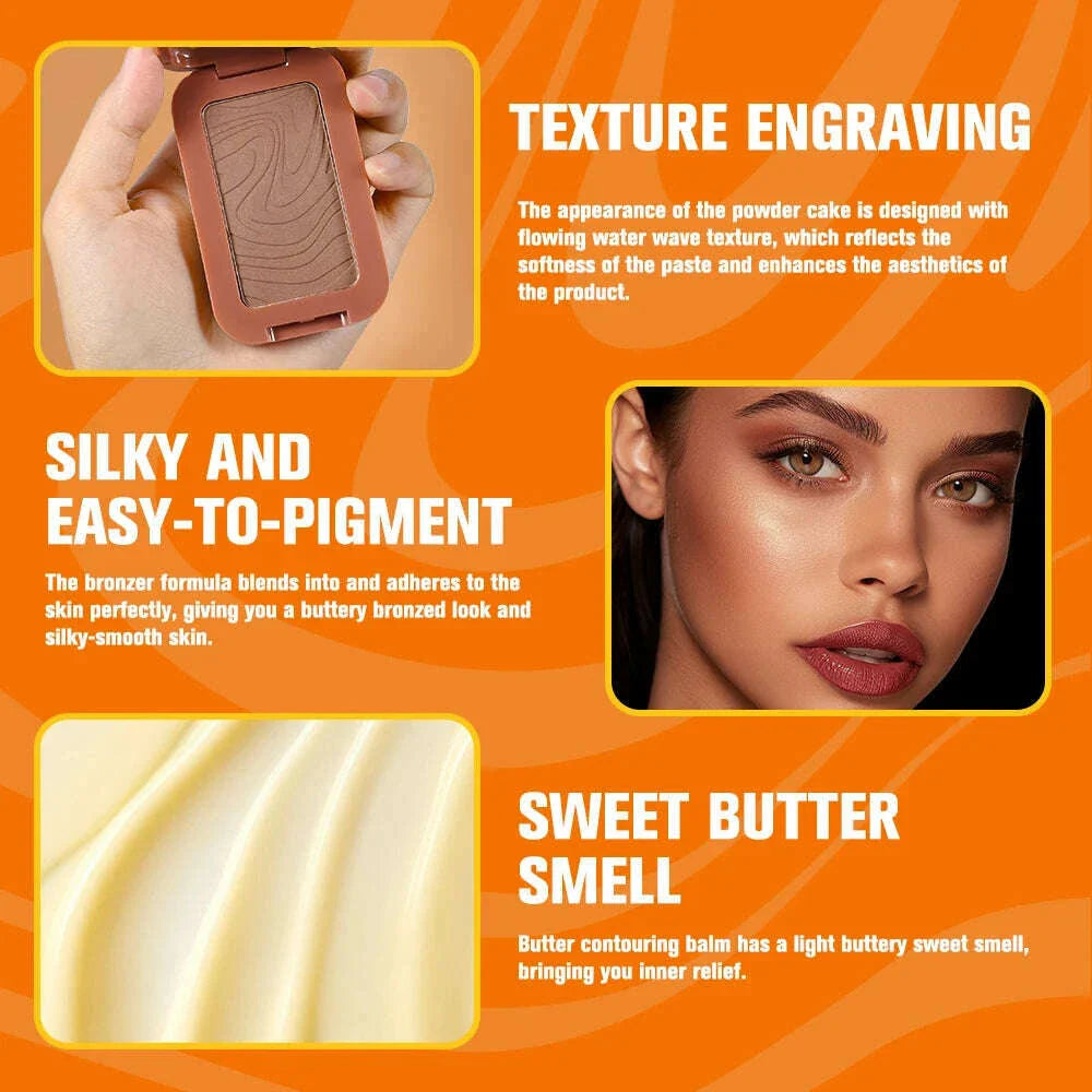 Butter Bronzer Dark Skin Natural Cheek Tint Waterproof Face Contouring Cosmetics Blush Powder Brighten Face Soft Female Makeup