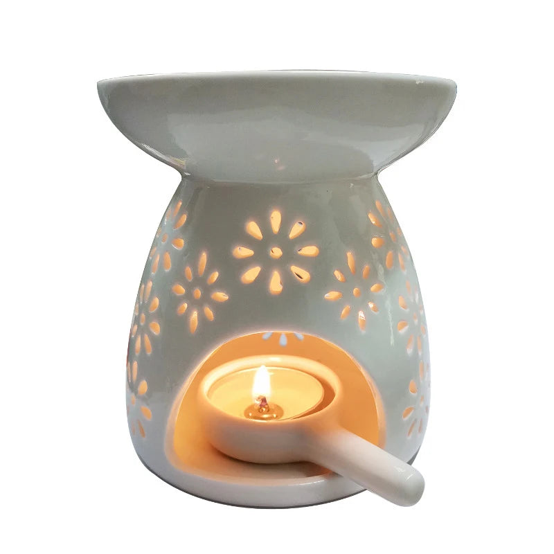 1PC Ceramic Candle Holder Wax Melt Oil Burner Diffuser Fragrance Tray Aromatherapy Furnace Candlestick Home Decoration
