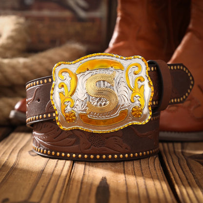 A men's and women's casual retro belt Western style! PU leather belt with metal buckle, suitable for daily work wear
