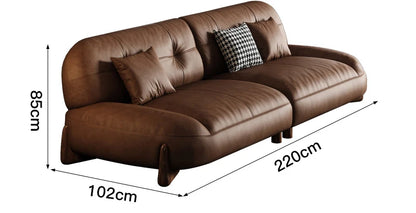 American leather small apartment straight row furniture Italian simple retro oil wax leather sofa | Kimlud Luxury Sofa