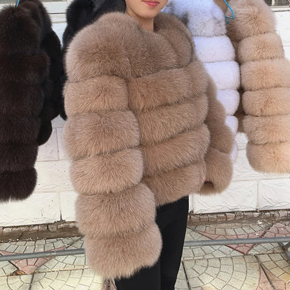 QUEENTINA Fox Fur Coat Real Winter Women'S New Fashion Furry 2025 Leather And Skin White Clothing Natural New In Coats & Jackets