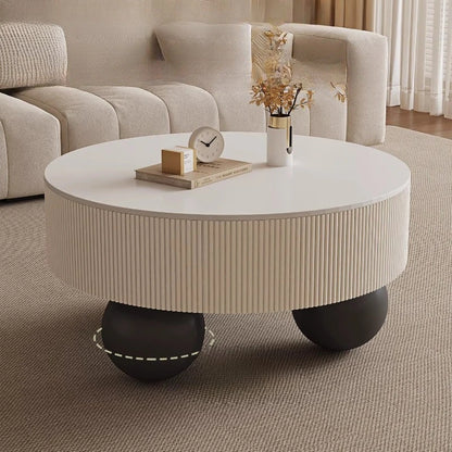 Round Designer Coffee Table Storage Nordic Aesthetic Minimalist Coffee Table Drawers Italian Simple Mesa Auxiliar Home Furniture - Kimlud