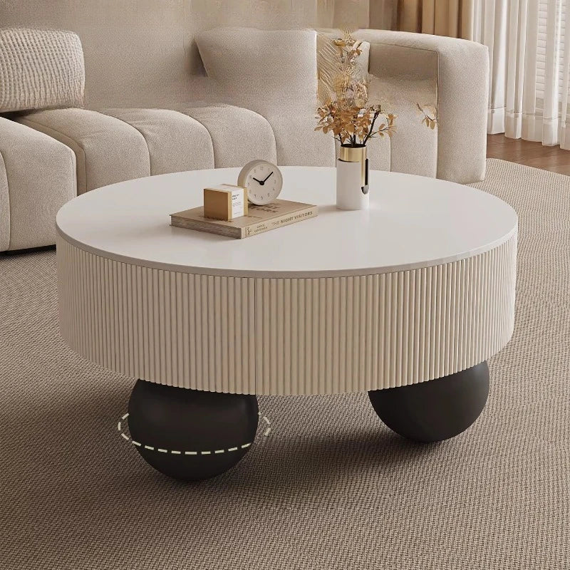 Round Designer Coffee Table Storage Nordic Aesthetic Minimalist Coffee Table Drawers Italian Simple Mesa Auxiliar Home Furniture - Kimlud