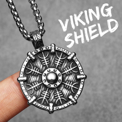 Viking Retro Shield Men Necklaces With Pendant Stainless Steel Jewelry For Male Women Punk Hip Hop Accessories Gifts Wholesale