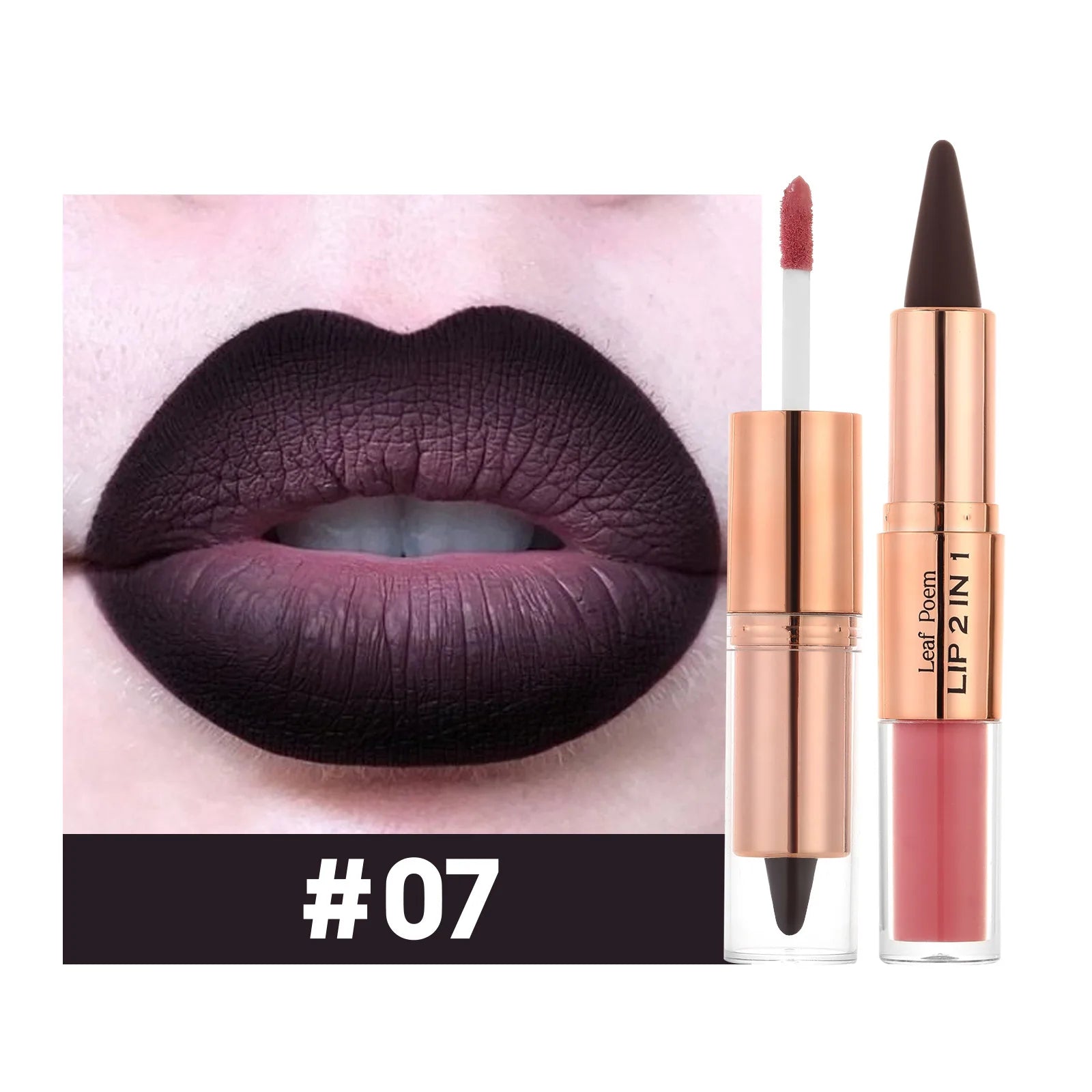Sexy Red Black Lipstick Waterproof Lipliner Makeup Black Purple Rose Double Head Matte Lipgloss Tapered Lip Liner...