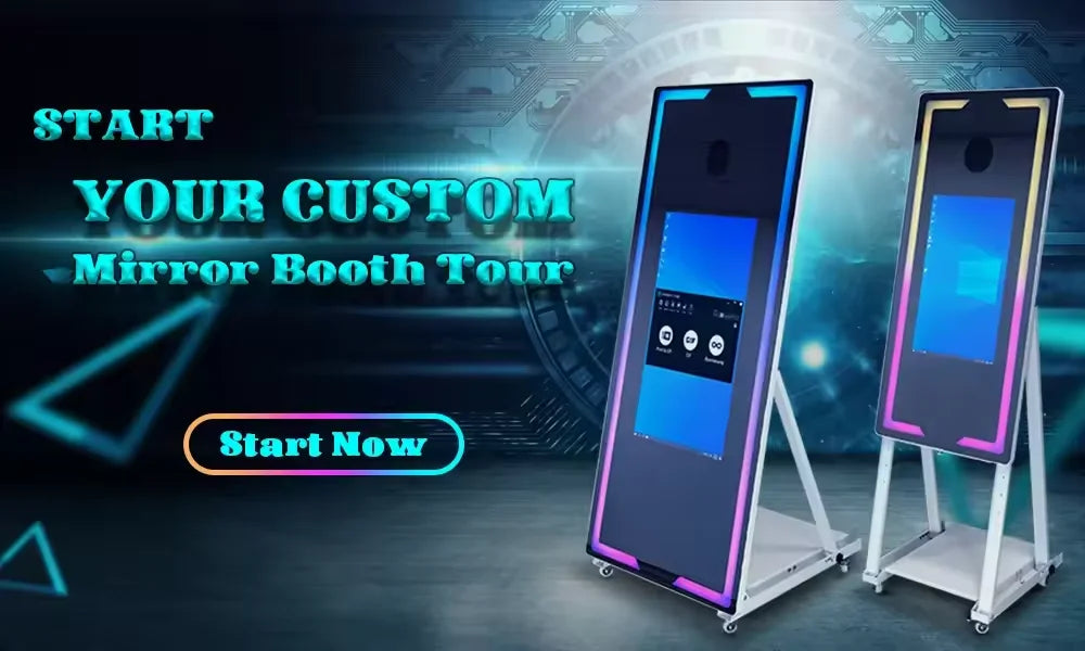 Magic Mirror Photo Booth Portable Touch Screen Mirror Photo Booth Machine with Square Light For Wedding Party Activity - Kimlud
