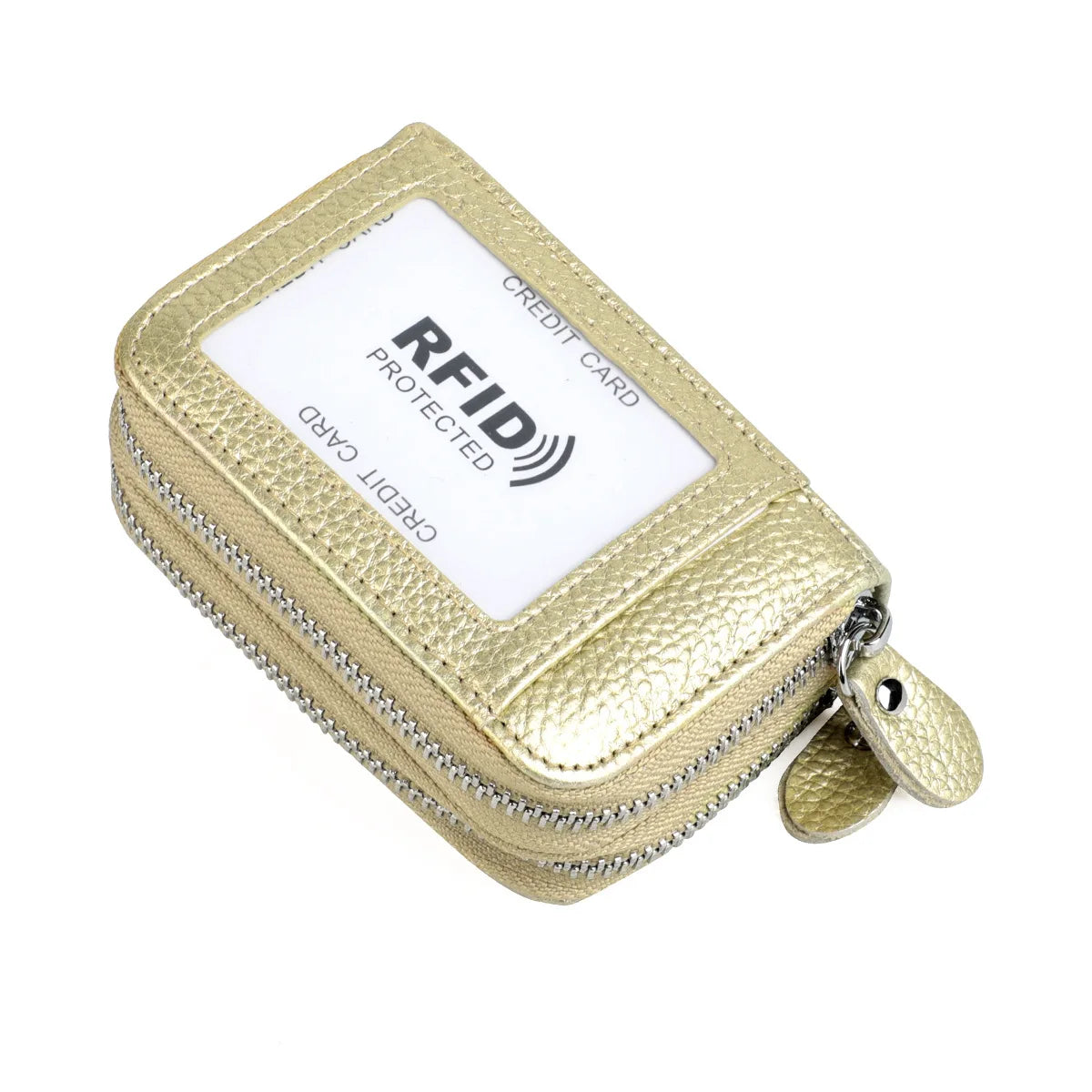 RFID Blocking Fashion Women Card Holder Genuine Leather Double Zipper Large Capacity Female Wallet Purse | Kimlud Mid...