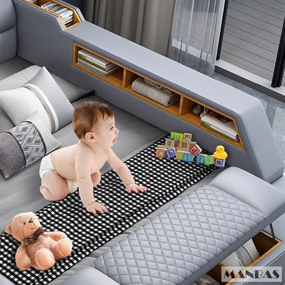 Linlamlim Luxury King Size Genuine Leather Bed / Tech Smart Bed / Multifunctional Ultimate Beds / Massage Bed with...